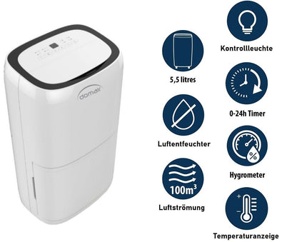Domair Luftentfeuchter Elektrisch Entfeuchter Lufttrockner mit Wassertank 26 L