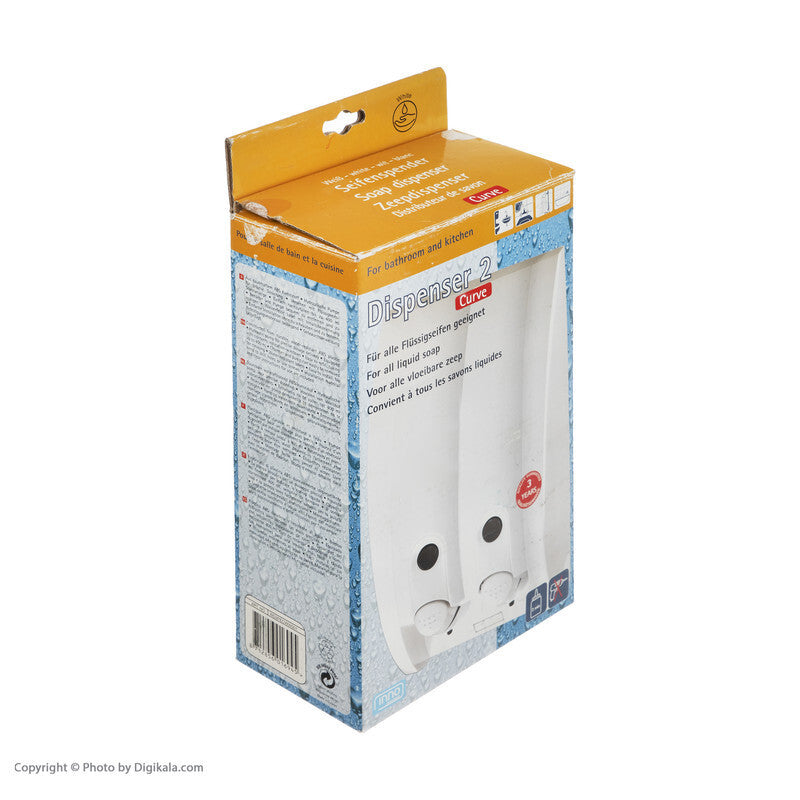 INNO Wandseifenspender 2 Fach 400 ml weiß Kunststoff Seifenspender Shampoo Spender Hotel Bad Dusche Wandmontage Dosiersystem Hygiene Doppelkammer platzsparend robust```