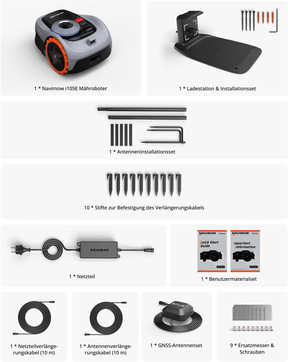 SEGWAY Navimow i105E Mähroboter mit GPS-RTK, KI-Kartierung & App-Steuerung 500m²