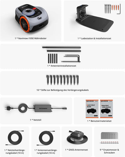 SEGWAY Navimow i105E Mähroboter mit GPS-RTK, KI-Kartierung & App-Steuerung 500m²