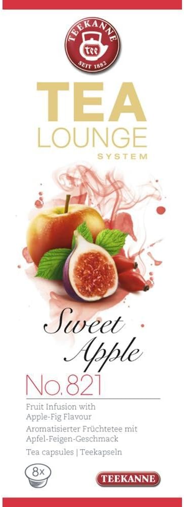 TEEKANNE Sweet Apple No. 821 Teekapseln – Apfel-Früchtetee mit Feigenaroma – 8 Kapseln à 3,5g für Tealounge – Koffeinfreier Kapseltee mit 28g Teeinhalt – Hochwertiger Früchtetee aus Deutschland