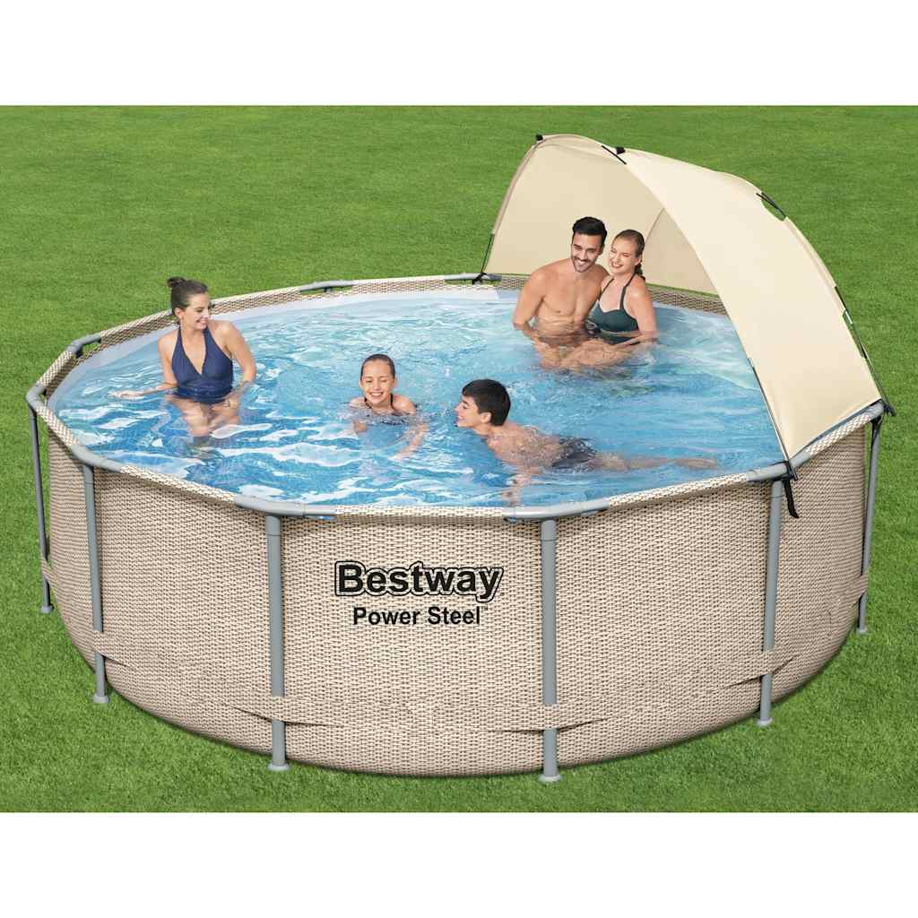 JUNG Vida Bestway Power Steel Swimmingpool-Set mit Dach 396x107 cm