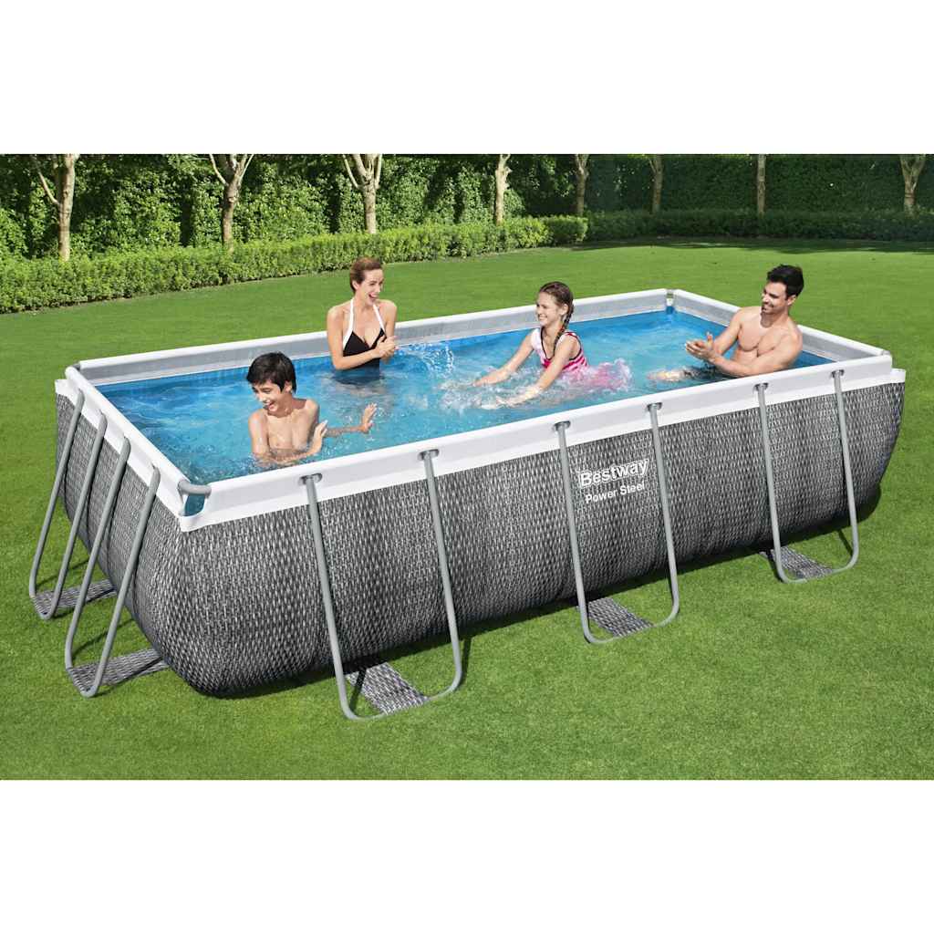 JUNG Vida Bestway Power Stahlrahmen-Pool Set 404x201x100 cm