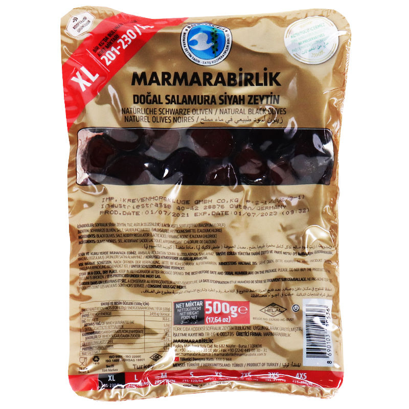 Marmarabirlik L Schwarze Oliven 500g Vorrat
