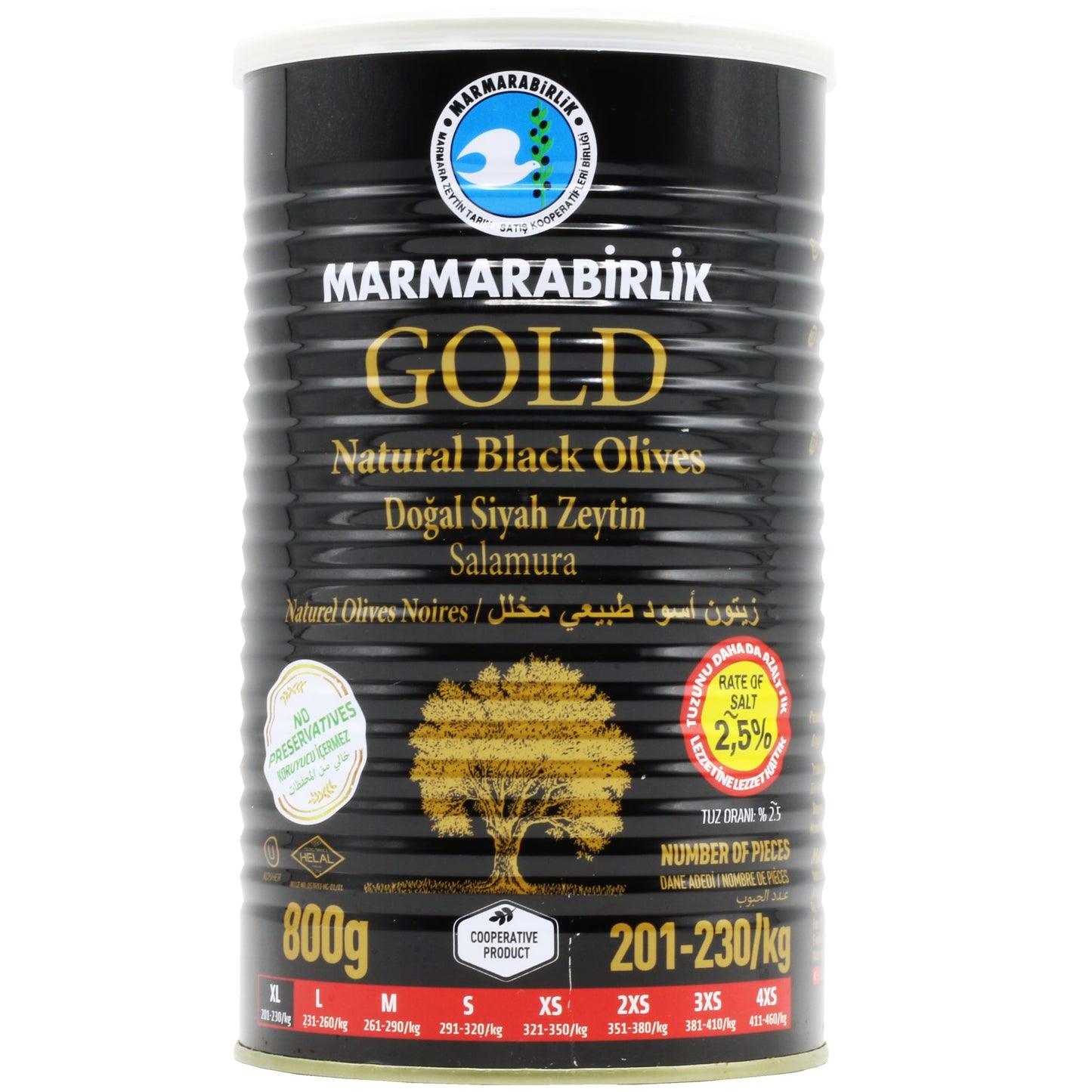 Marmarabirlik Gold Schwarze Oliven 800g Vorrat