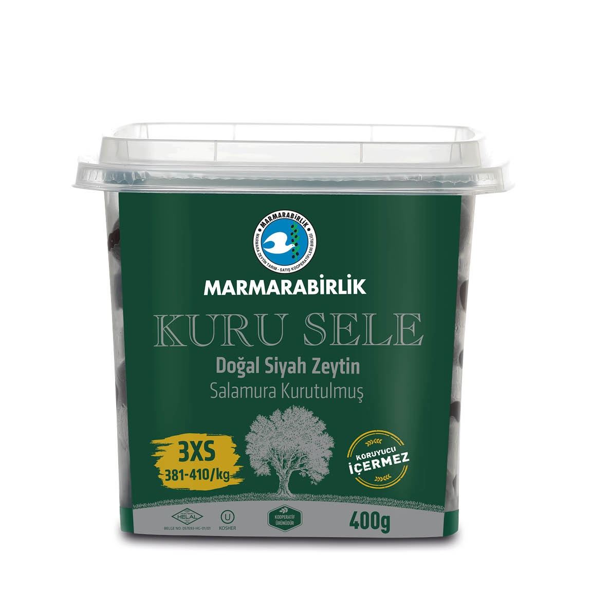 Marmarabirlik 3XS Getrocknet Sele eingelegte Oliven-Spezialität 800g Vorrat