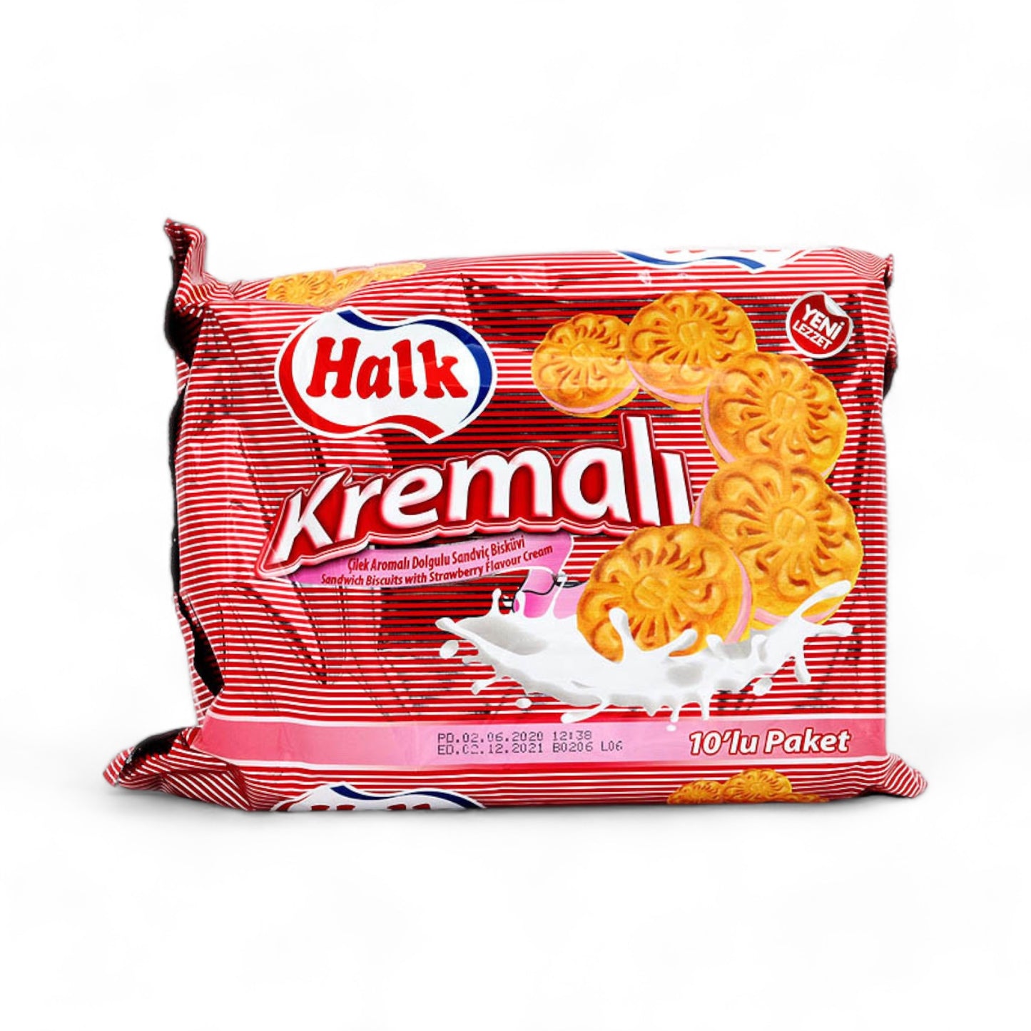 Ülker Halk mit Erdbeere Biskuit Süßware und Snack 500g