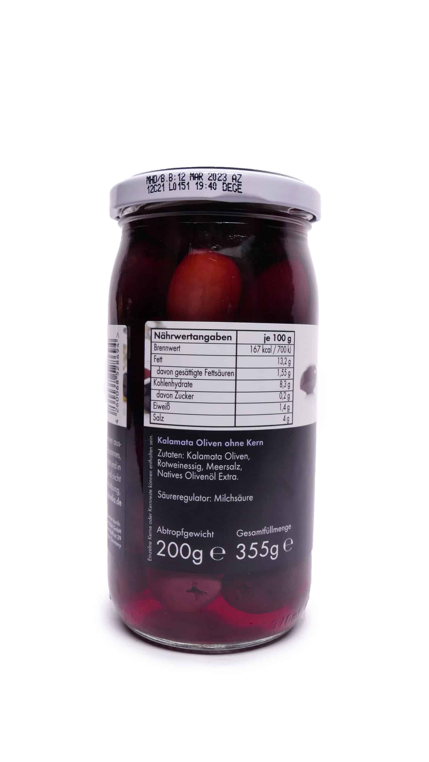 Sera Kernlos Schwarze Oliven 350g Vorrat