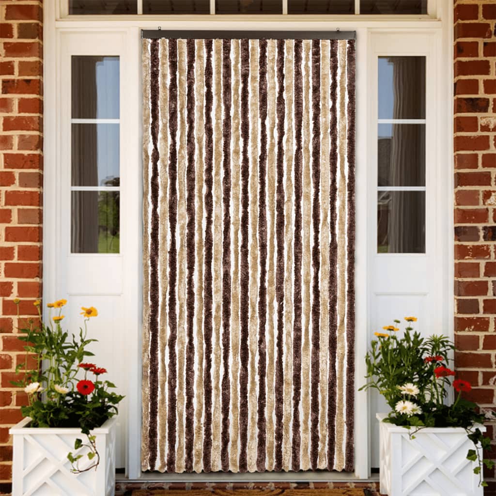JUNG Vida Insektenschutz-Vorhang Beige und Hellbraun 100x220 cm Chenille