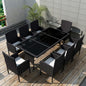 JUNG Vida 9-tlg. Garten-Essgruppe mit Kissen Poly Rattan Schwarz