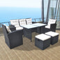 JUNG Vida 6-tlg. Garten-Essgruppe mit Kissen Poly Rattan Schwarz