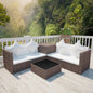 JUNG Vida 4-tlg. Garten-Lounge-Set mit Auflagen Poly Rattan Braun