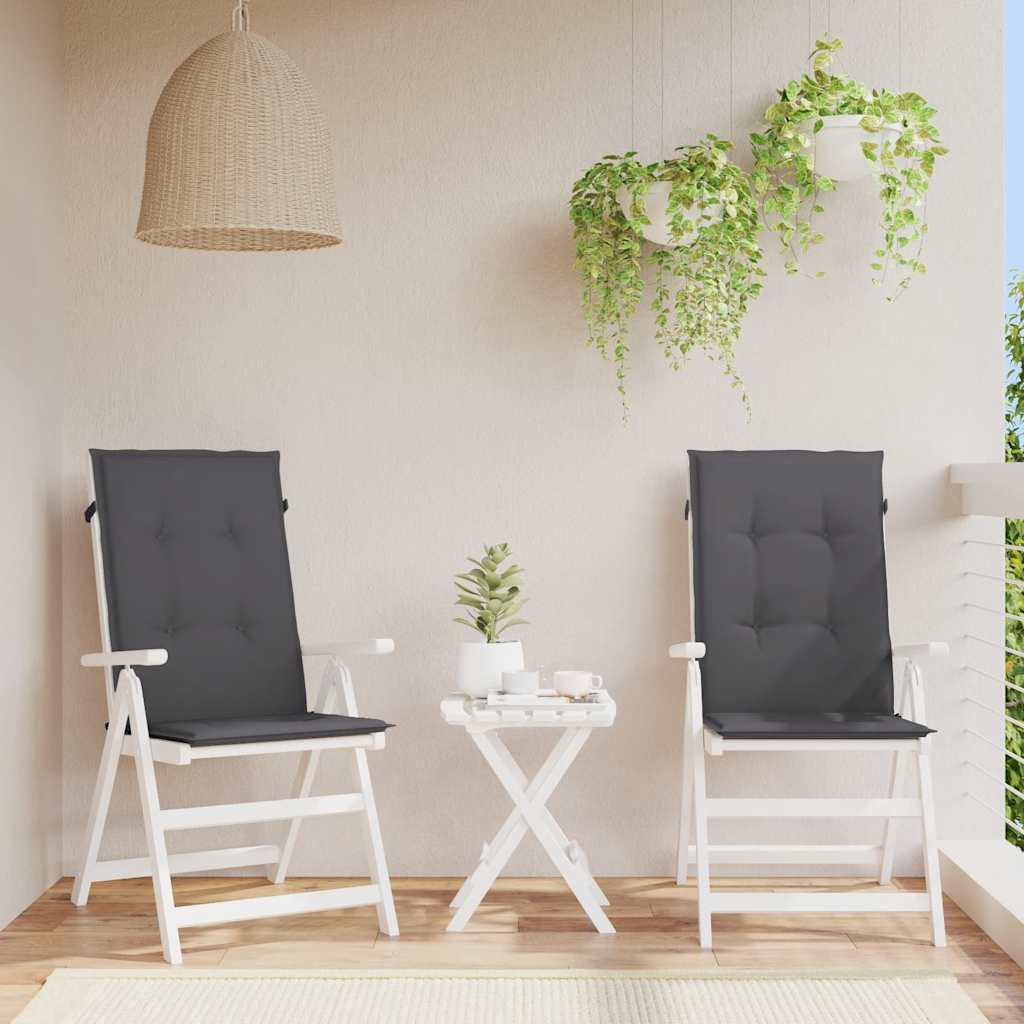 JUNG Vida Gartenstuhlauflagen für Hochlehner 2 Stk. Anthrazit 120x50x2 cm