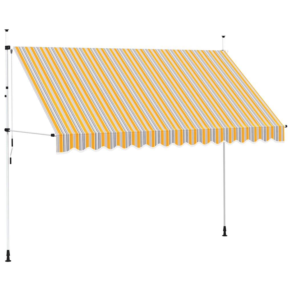 JUNG Vida Einziehbare Markise Handbetrieben 350 cm Gelb/Blau Gestreift