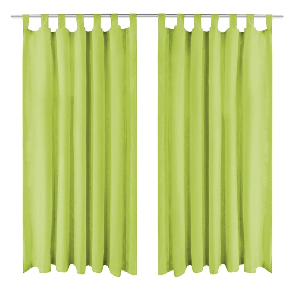 JUNG Vida Vorhänge Mikro-Satin 2 Stk. mit Schlaufen 140 x 175 cm Grün