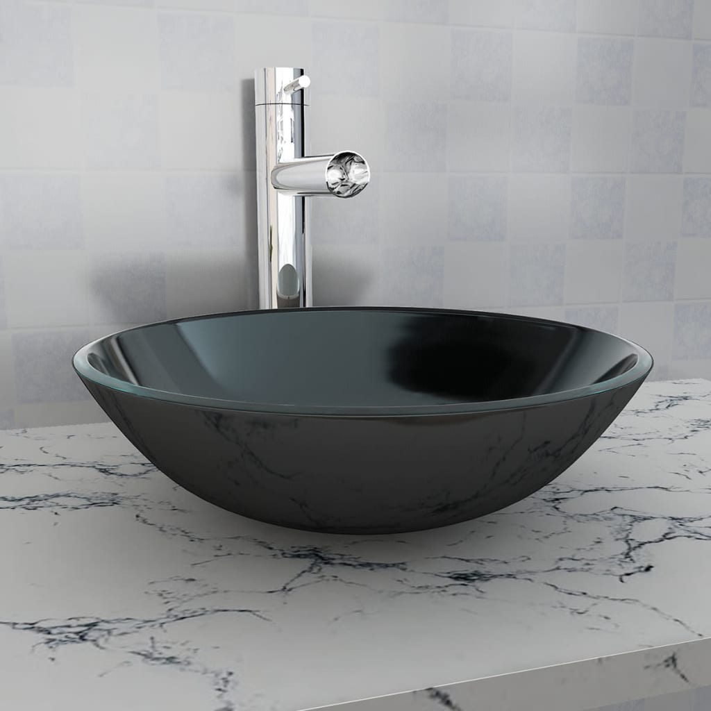 JUNG Vida Waschbecken Hartglas 42 cm schwarz