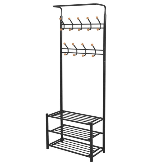 JUNG Vida Garderobe mit Schuhablage 68×32×182,5 cm Schwarz