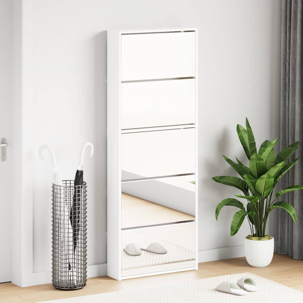 JUNG Vida Schuhschrank mit 5 Fächern Spiegel Weiß 63×17×169,5 cm