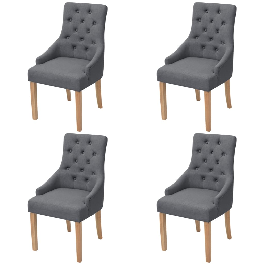 JUNG Vida Esszimmerstühle 4 Stk. Dunkelgrau Stoff