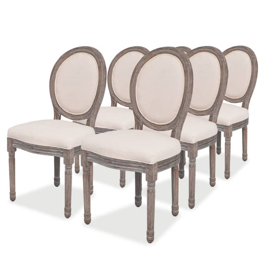 JUNG Vida Esszimmerstühle 6 Stk. Creme Stoff