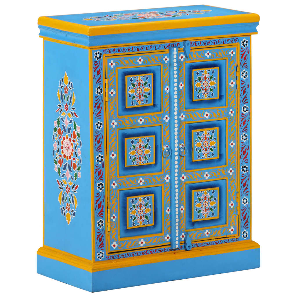 JUNG Vida Sideboard Massivholz Mango Türkis Handbemalt
