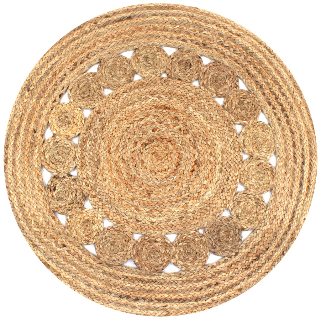 JUNG Vida Teppich Flechtmuster Jute 90 cm Rund
