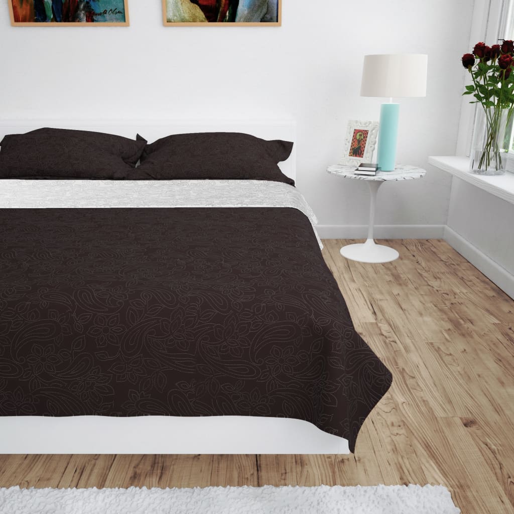 JUNG Vida Zweiseitige Tagesdecke Gesteppt 220 x 240 cm Creme und Braun