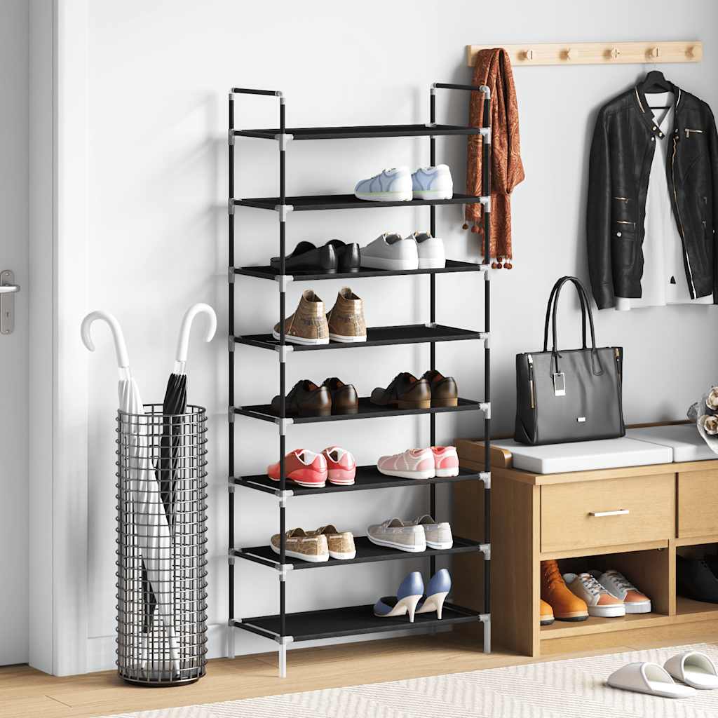 JUNG Vida Schuhregal mit 8 Ablagen Metall und Vliesstoff Schwarz