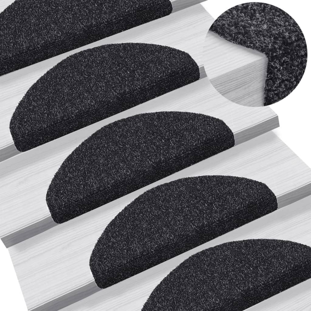 JUNG Vida Stufenmatten Selbstklebend 15 Stk. 65x21x4 cm Schwarz Halbrund Groß