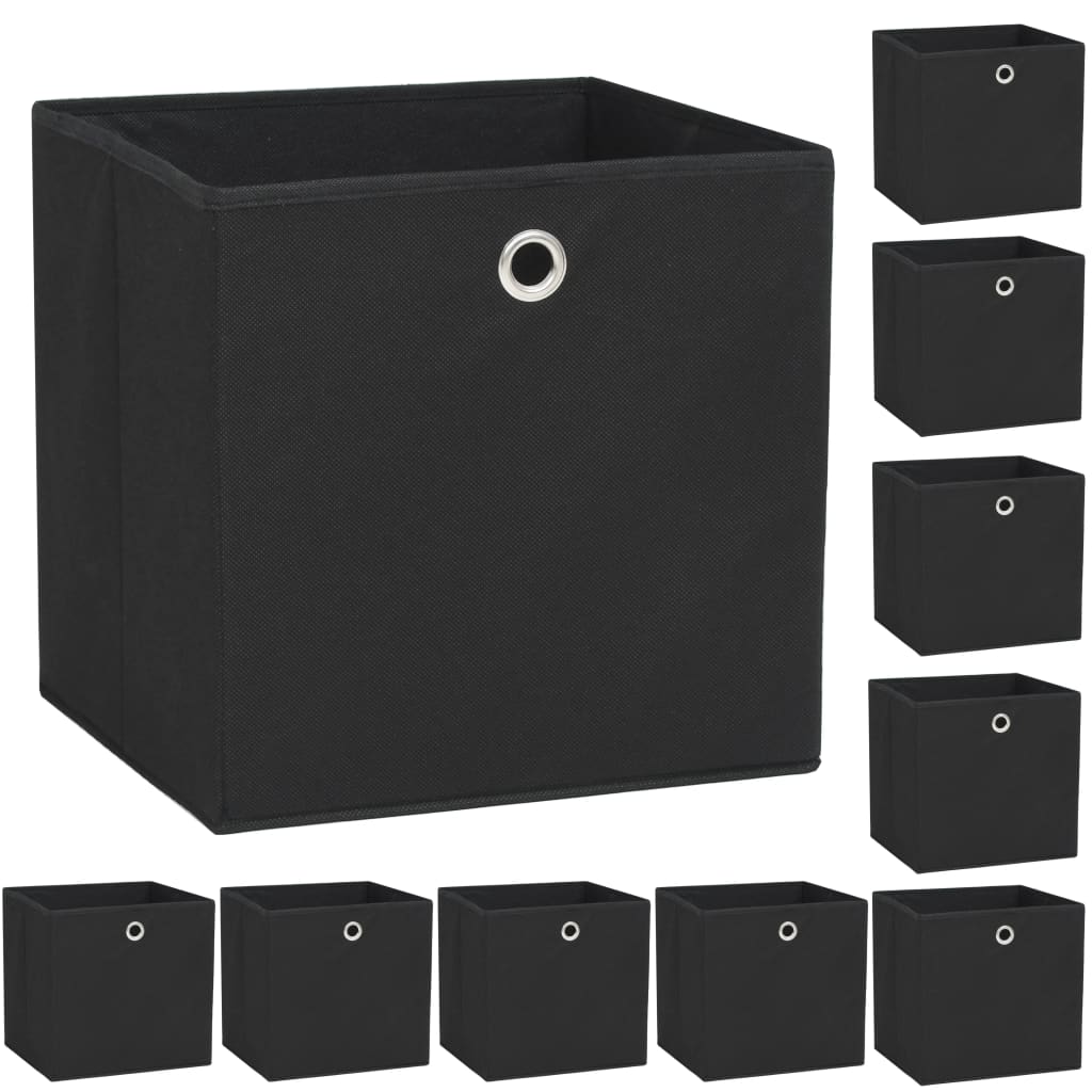JUNG Vida Aufbewahrungsboxen 10 Stk. Vliesstoff 32 x 32 x 32 cm Schwarz