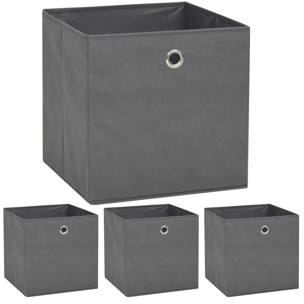 JUNG Vida Aufbewahrungsboxen 4 Stk. Vliesstoff 32x32x32 cm Grau