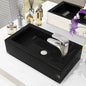 JUNG Vida Waschbecken Rechteckig + Hahnloch Keramik Schwarz 46x25,5x12 cm
