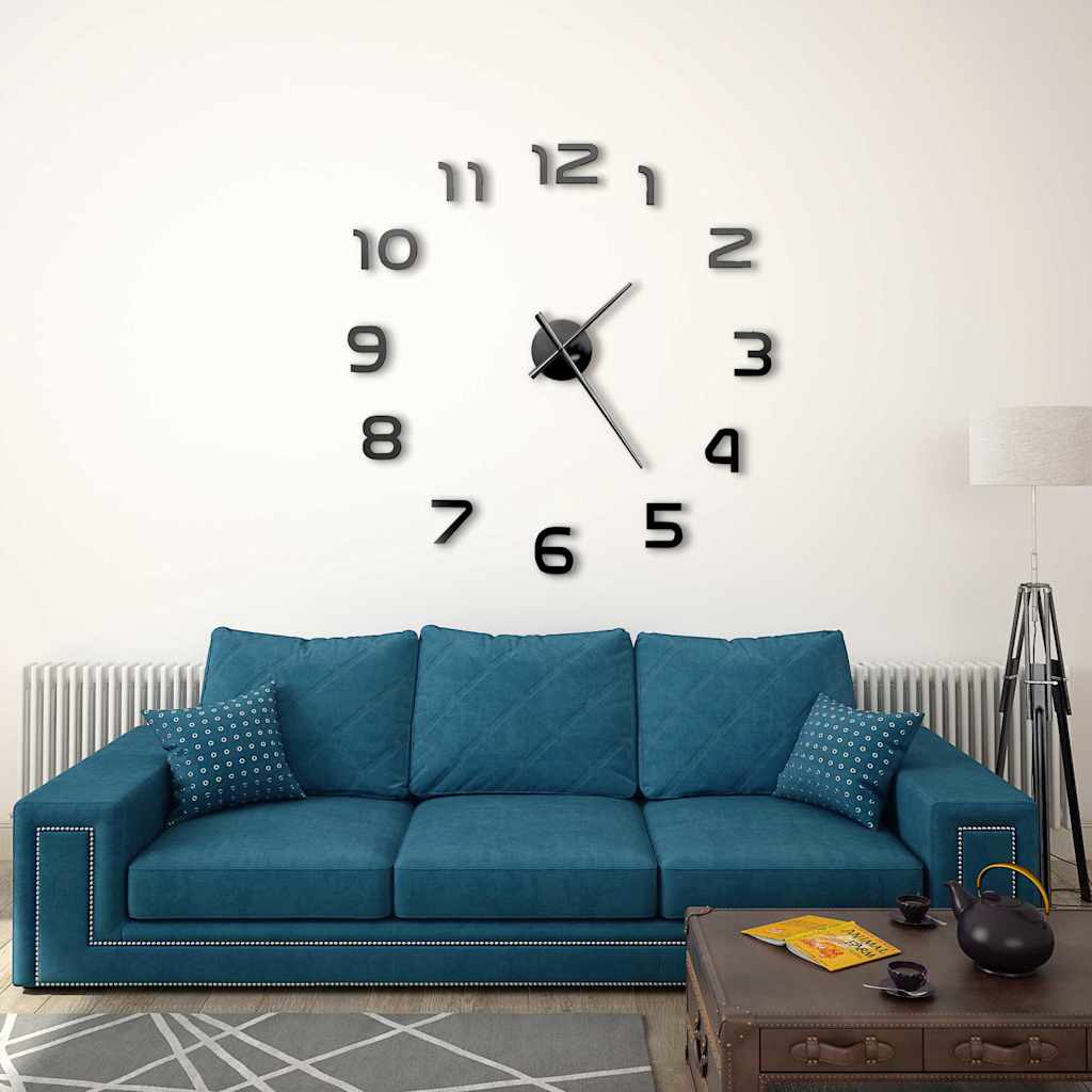 JUNG Vida 3D-Wanduhr Modernes Design 100 cm XXL Schwarz