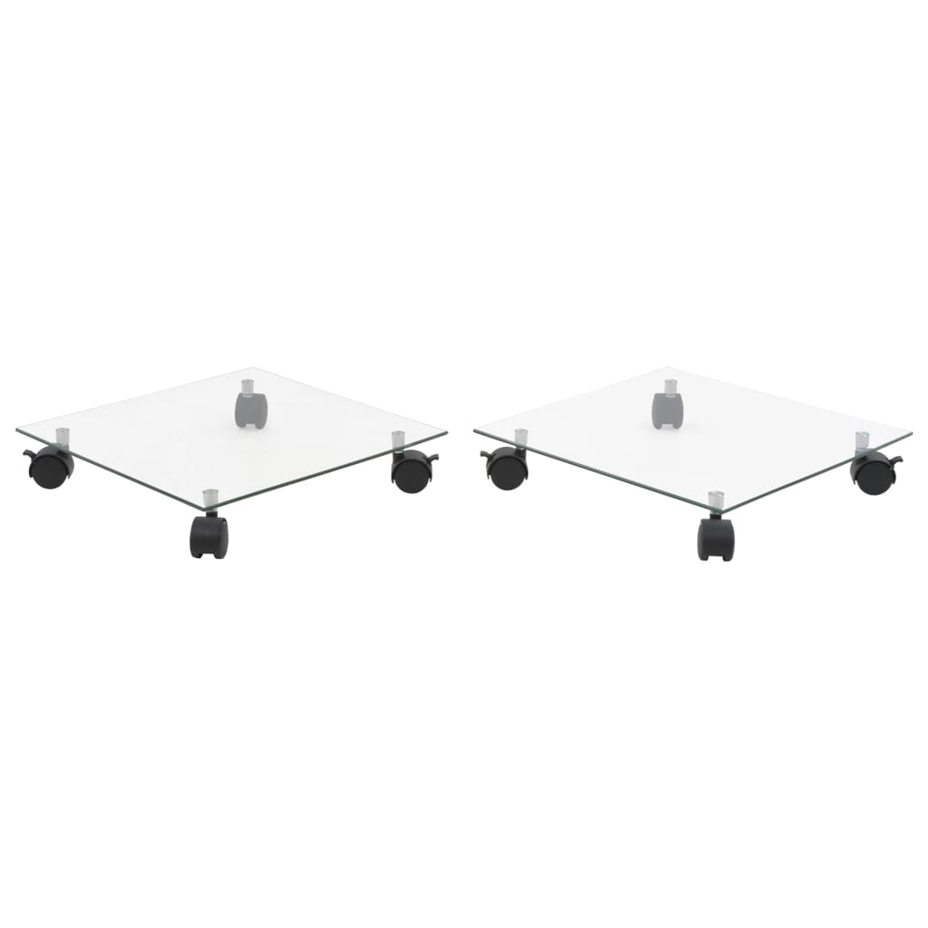 JUNG Vida Pflanzenständer mit Rollen 2 Stück Hartglas 35x35 cm Quadrat