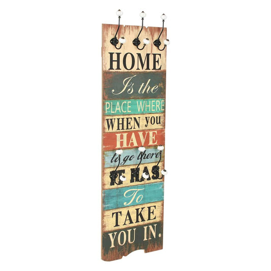 JUNG Vida Wandgarderobe mit 6 Haken 120 x 40 cm "HOME IS"