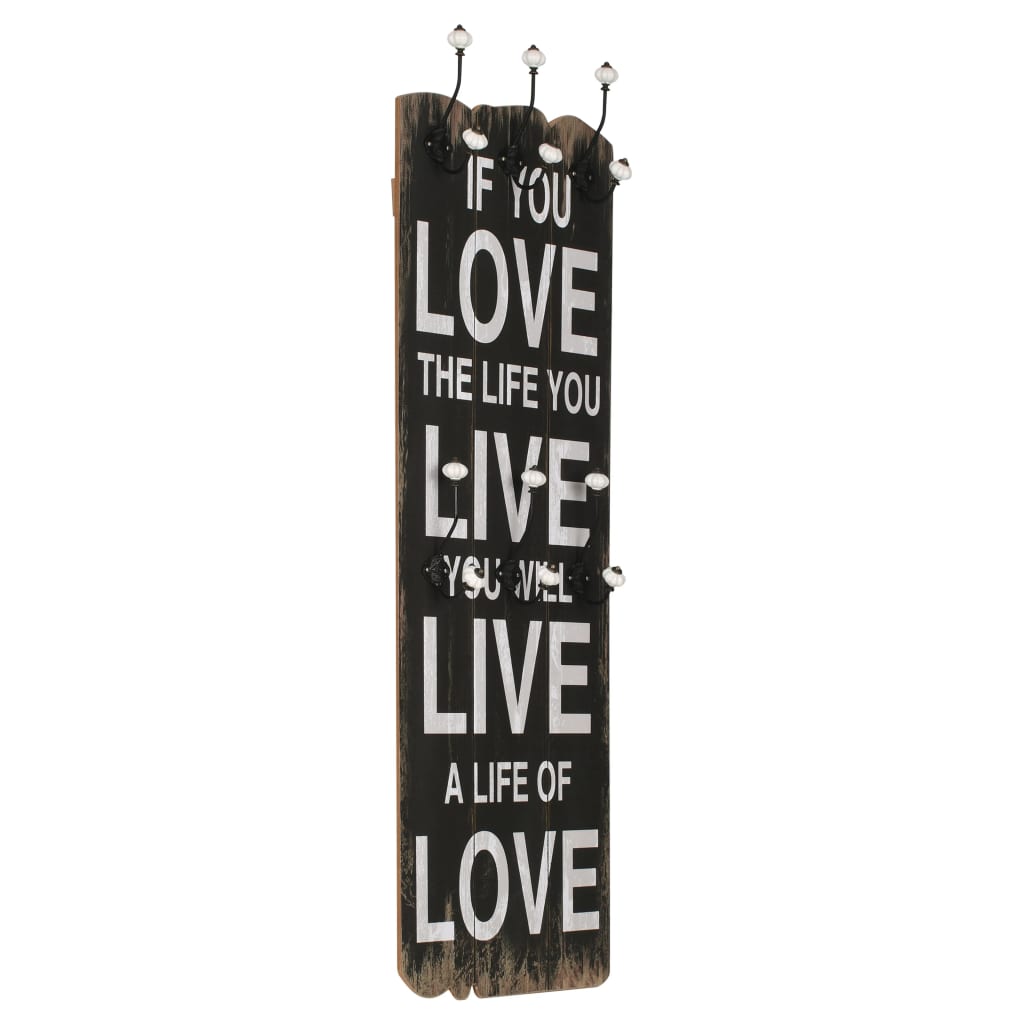 JUNG Vida Wandgarderobe mit 6 Haken 120 x 40 cm "LOVE LIVE"