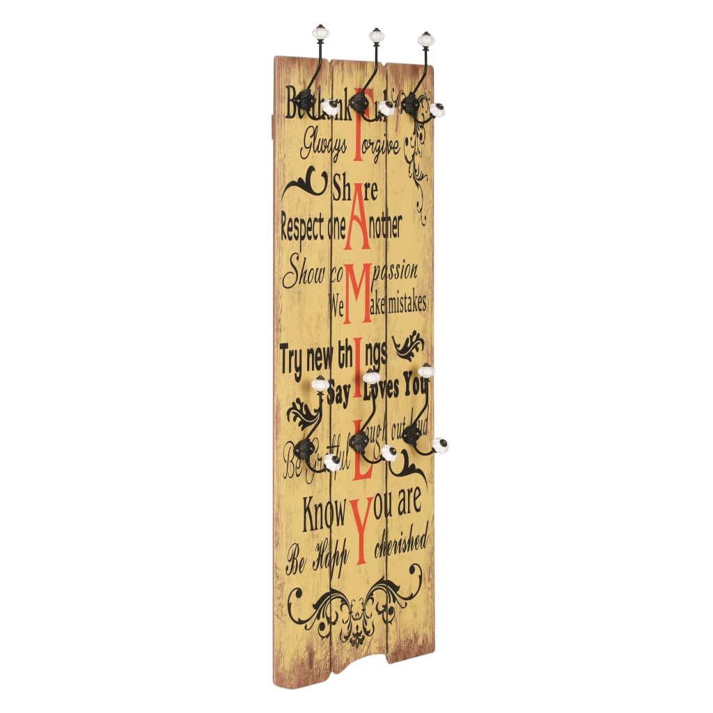 JUNG Vida Wandgarderobe mit 6 Haken 120 x 40 cm "FAMILY"