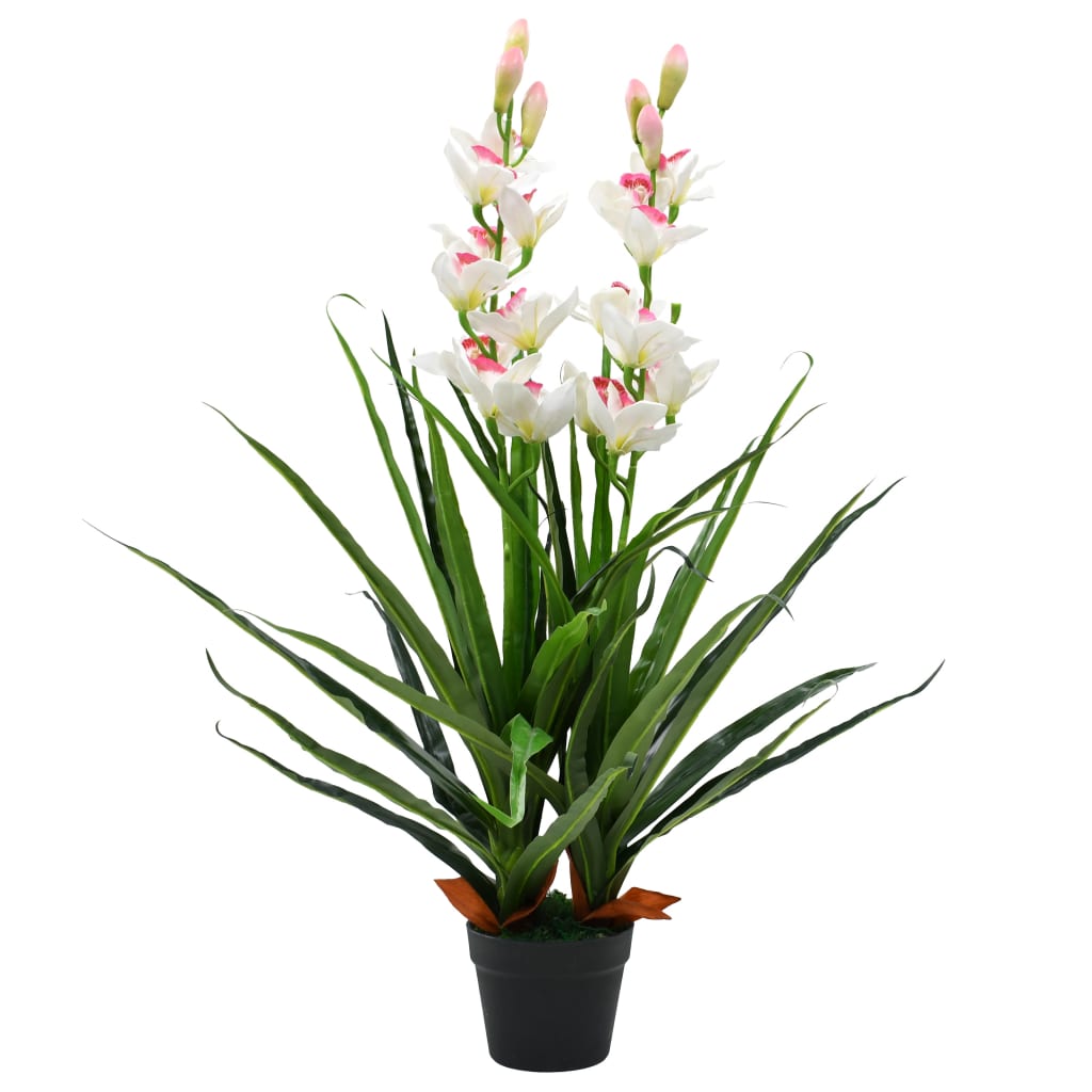 JUNG Vida Künstliche Cymbidium Orchideenpflanze mit Topf 100 cm Grün