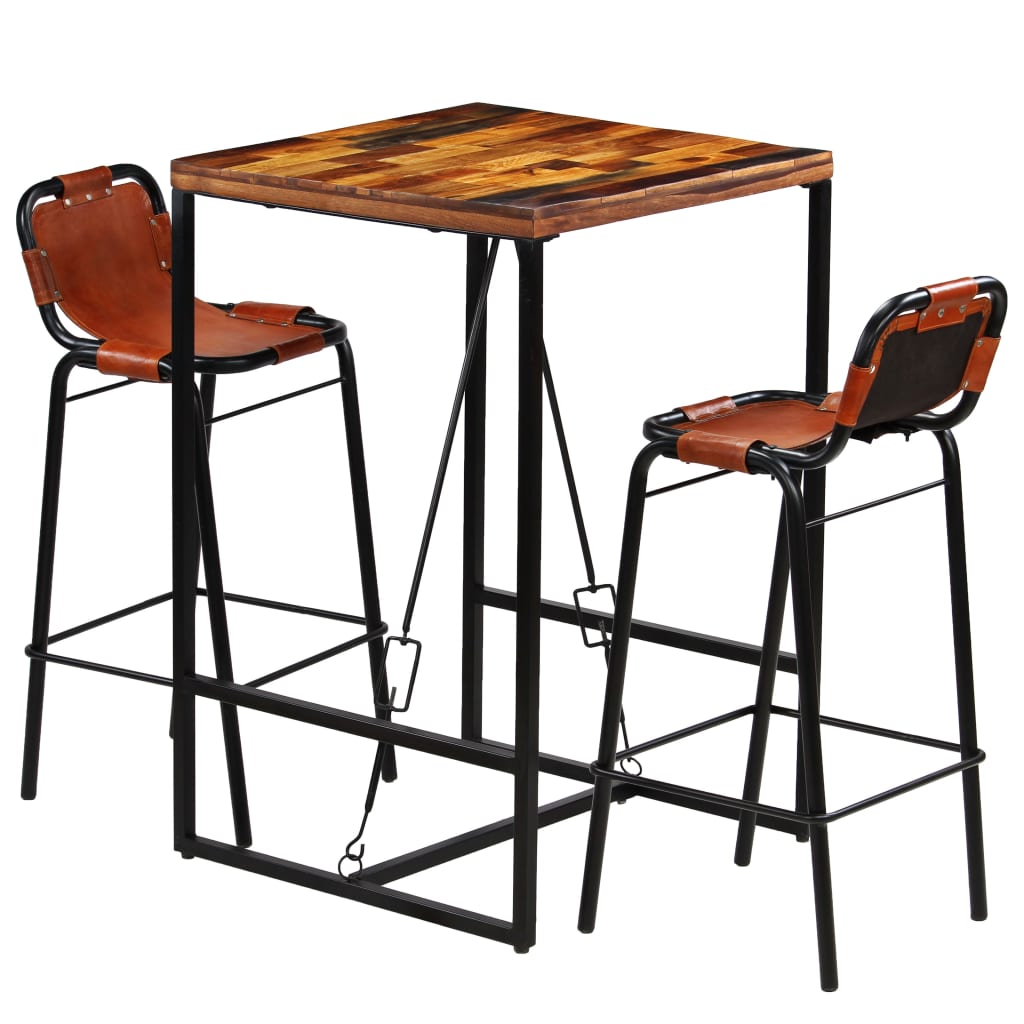 JUNG Vida Bar-Set 3-tlg. Altholz Massiv und Echtes Ziegenleder