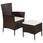 JUNG Vida Gartenstuhl und Hocker mit Polstern Poly Rattan Braun