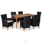 JUNG Vida 7-tlg. Garten-Essgruppe Poly Rattan Schwarz und Braun