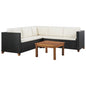 JUNG Vida 4-tlg. Garten-Lounge-Set mit Auflagen Poly Rattan Schwarz