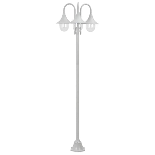 JUNG Vida Garten-Pollerleuchte E27 220 cm Aluminium 3-Laterne Weiß