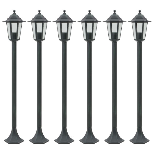 JUNG Vida Garten-Pollerleuchte 6 Stk. E27 110 cm Aluminium Dunkelgrün