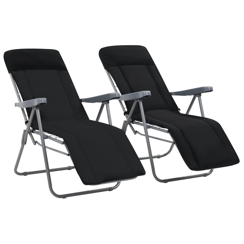 JUNG Vida Klappbare Gartenstühle mit Polstern 2 Stk. Schwarz
