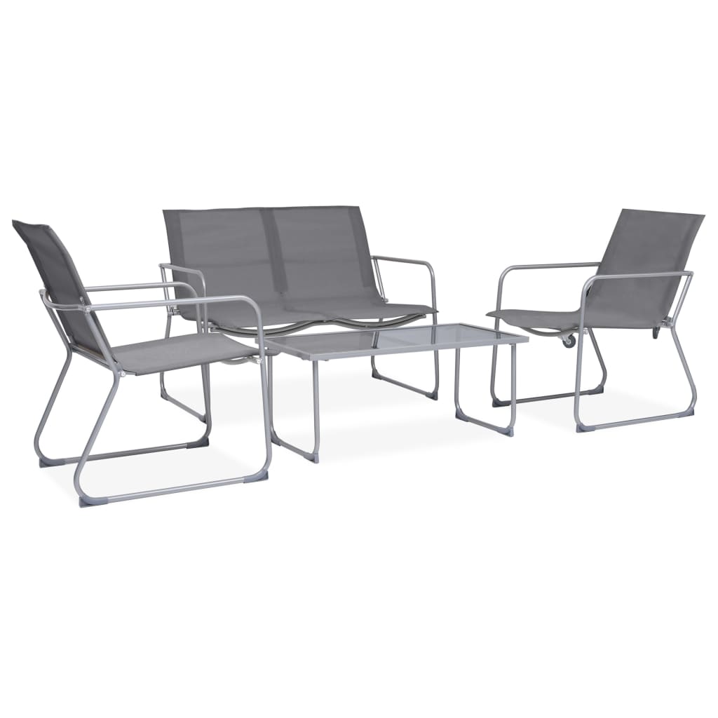 JUNG Vida 4-tlg. Garten-Lounge-Set Stoff und Stahl Grau