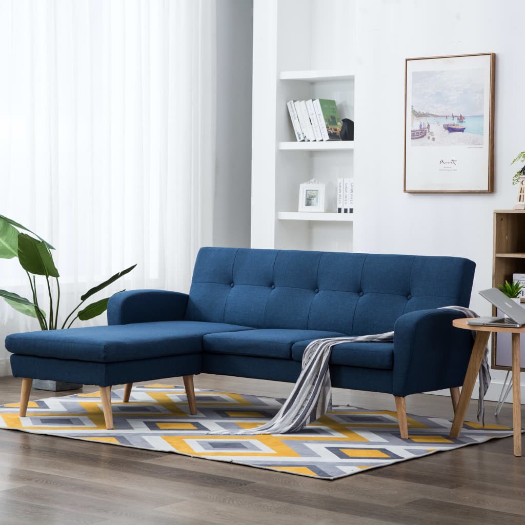 JUNG Vida Sofa in L-Form Stoffbezug 186 x 136 x 79 cm Blau