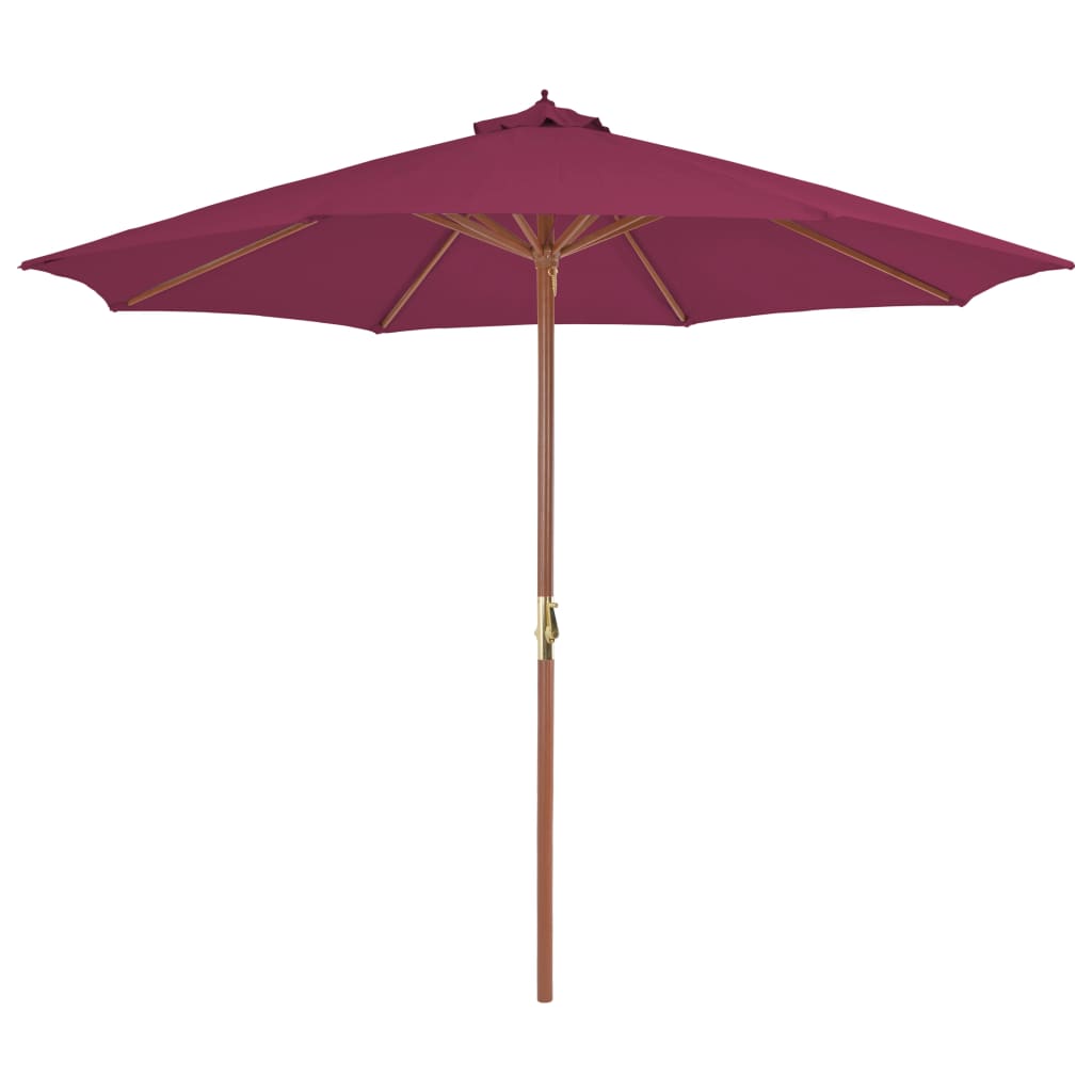 JUNG Vida Sonnenschirm mit Holz-Mast 300 cm Bordeauxrot