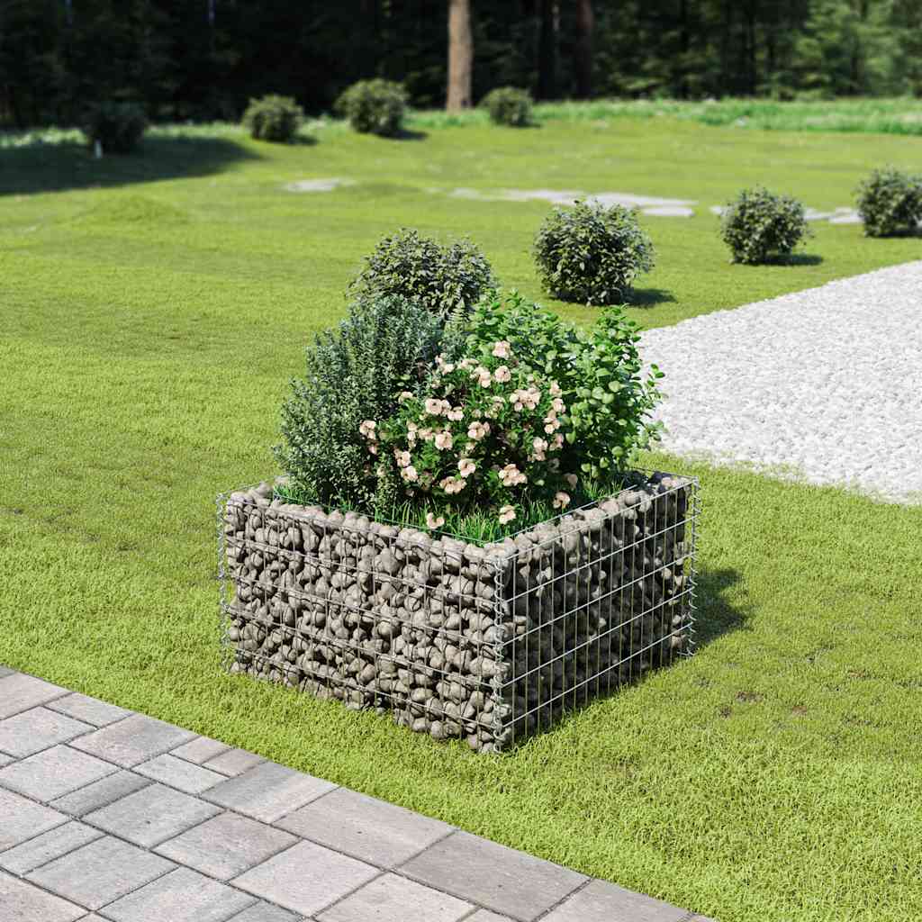 JUNG Vida Gabionen-Hochbeet Verzinkter Stahl 90×90×50 cm