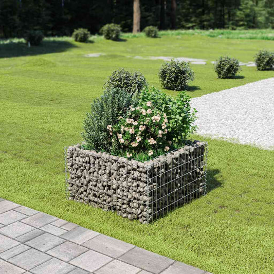 JUNG Vida Gabionen-Hochbeet Verzinkter Stahl 90×90×50 cm
